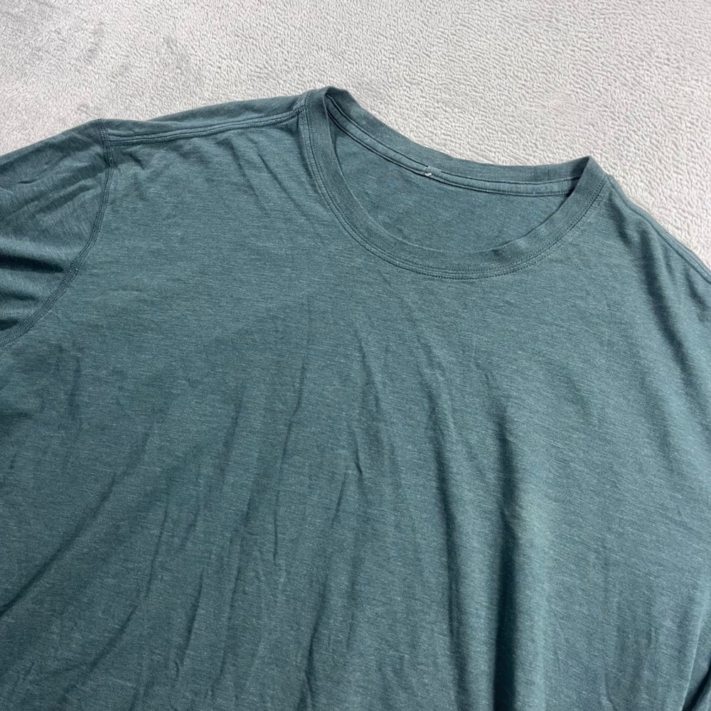 Lululemon Mens Short Sleeve T-Shirt Heathered Teal Green Crew Neck Activewear XL